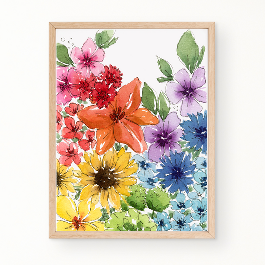 "Across the Spectrum" Floral Watercolor Fine Art Print