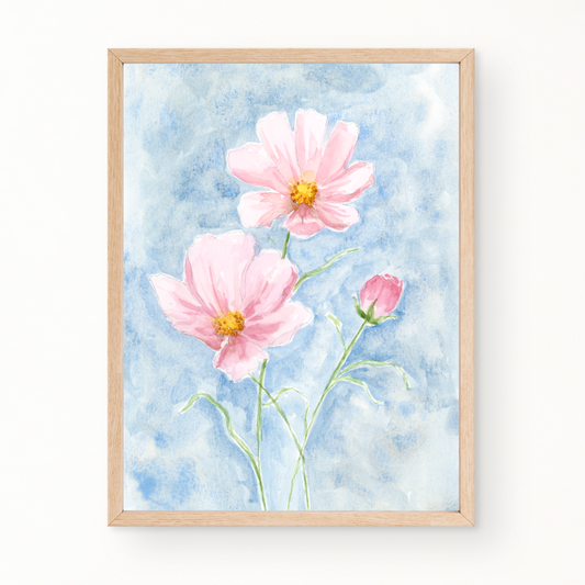 "Sweet Cosmos" Floral Watercolor Fine Art Print