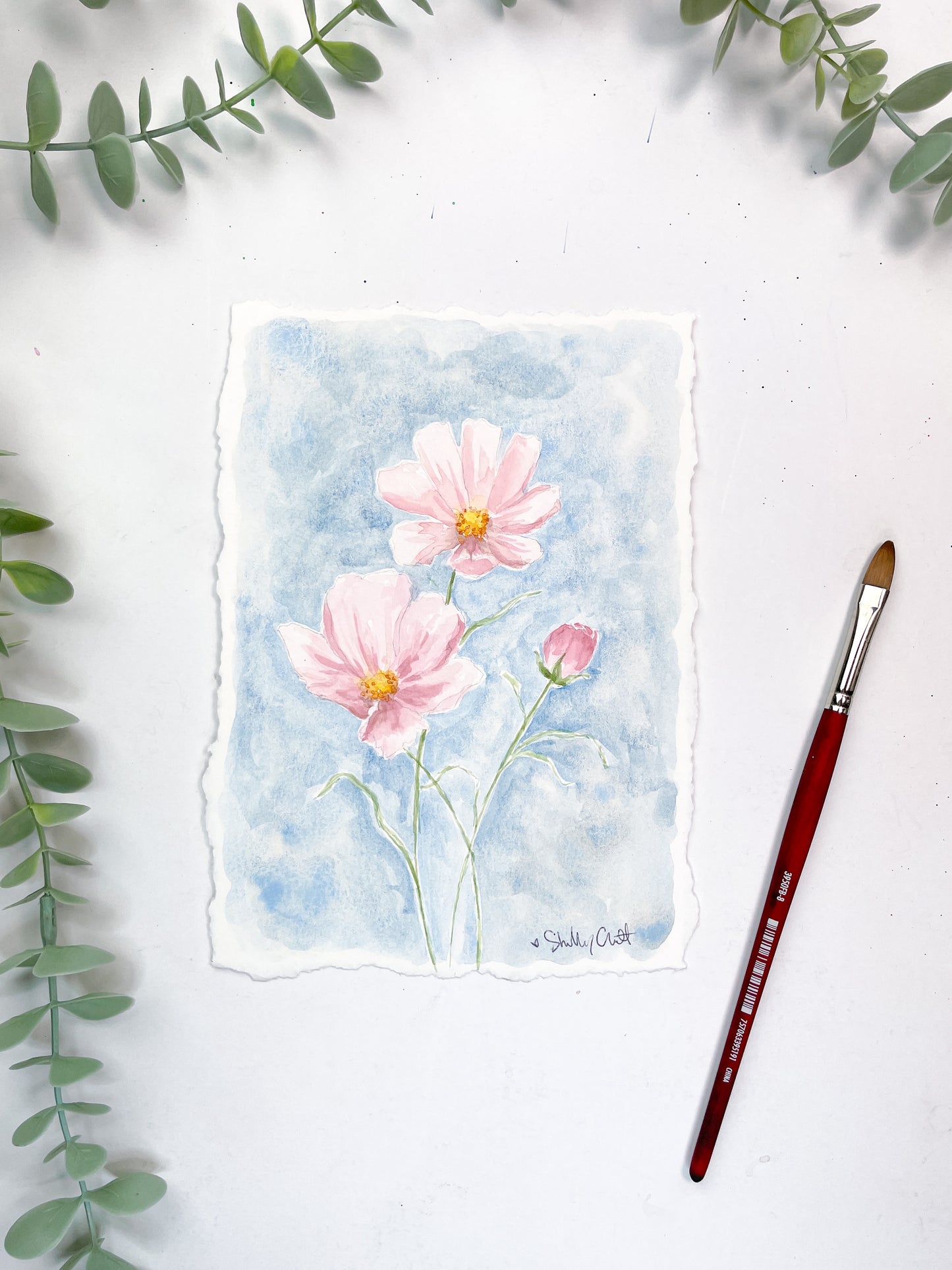 "Dreaming in Cosmos" Original Watercolor Painting