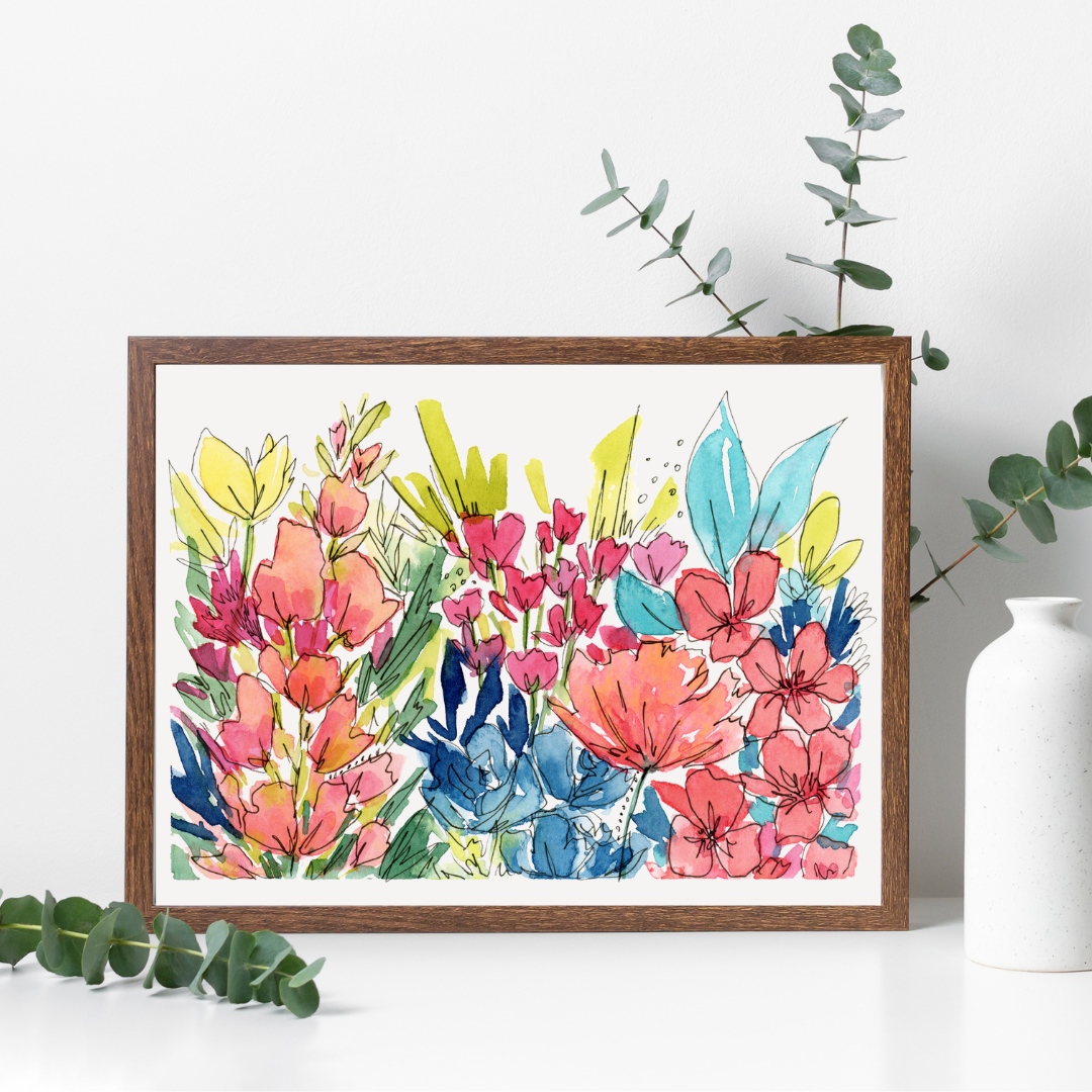 "Bright Wildflowers H" Print