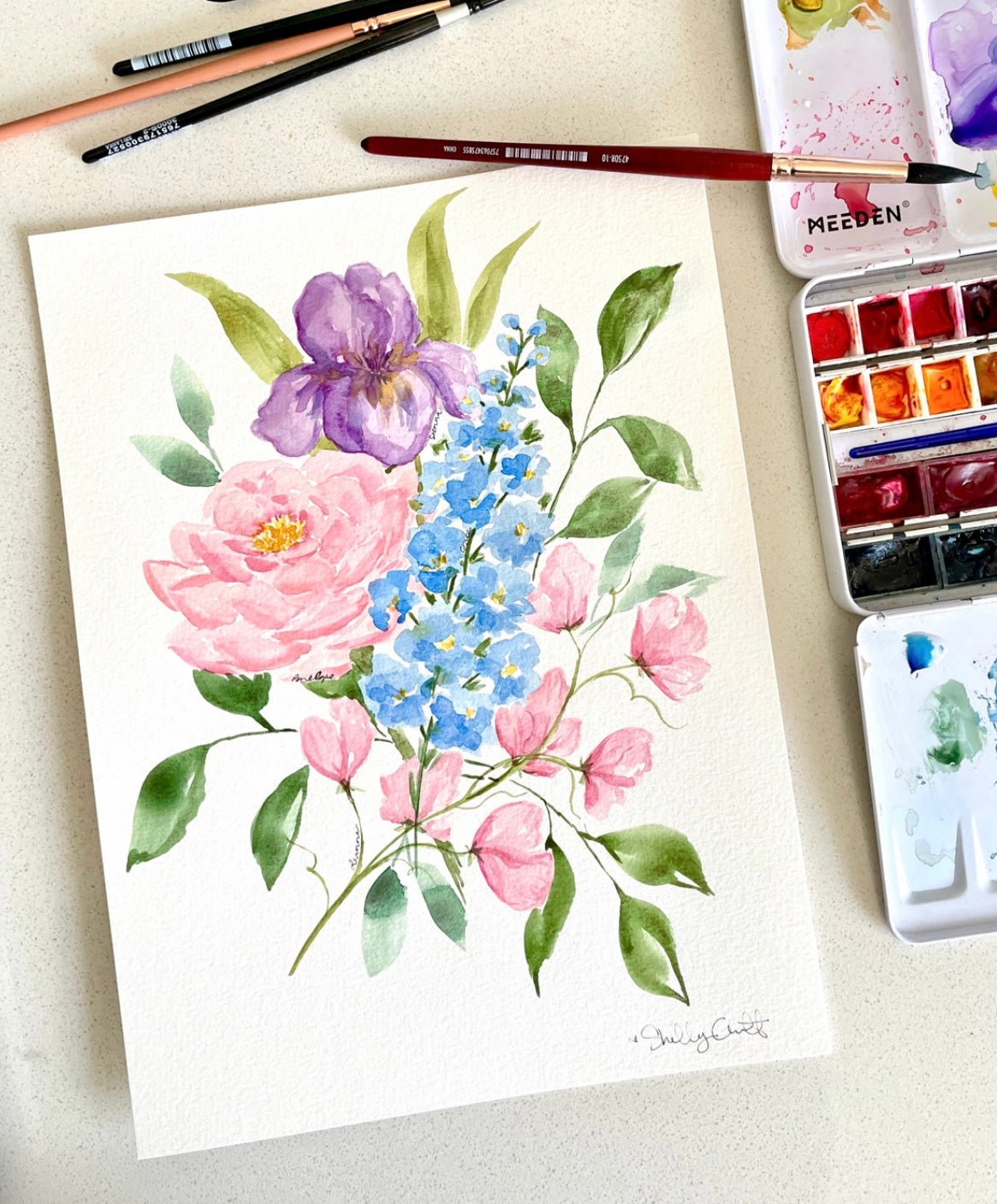 Custom Watercolor Floral Painting