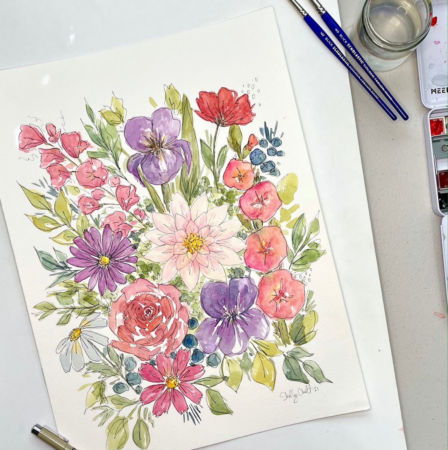 Custom Watercolor Floral Painting