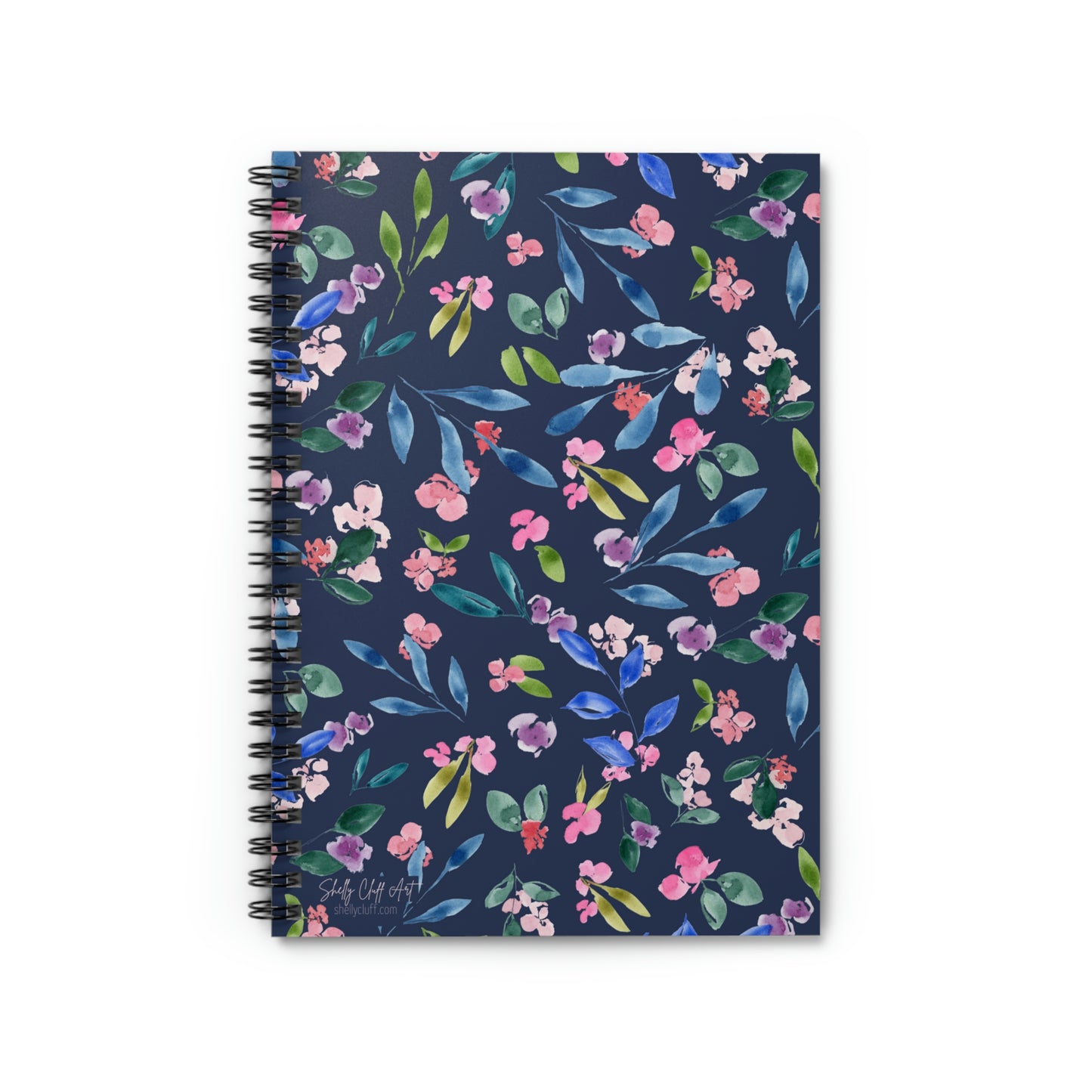 Blue Floral Spiral Notebook - Ruled Line