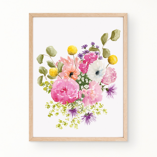 "Peony Bunch" Floral Watercolor Fine Art Print