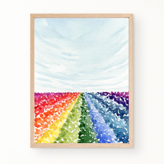 "Rainbow Fields" Watercolor Fine Art Print