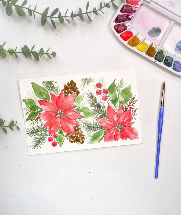 Christmas Florals Watercolor at Flowerstone Framing in Riverton, UT