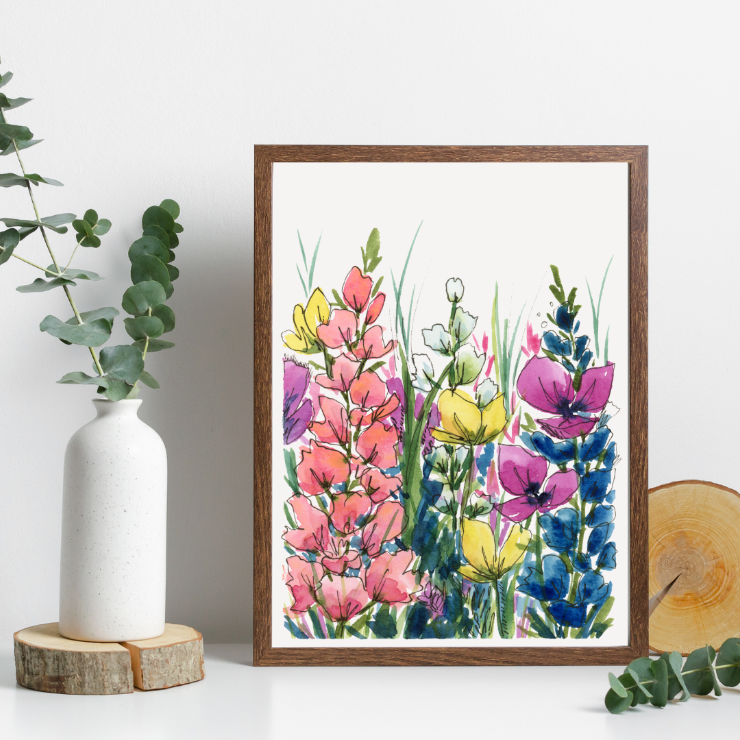 "Bright Wildflowers V" Print