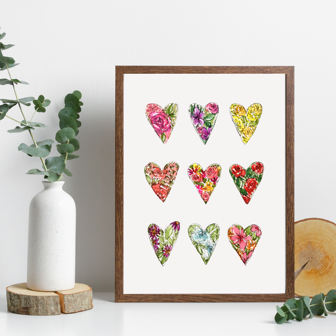Floral Mini Hearts- Print