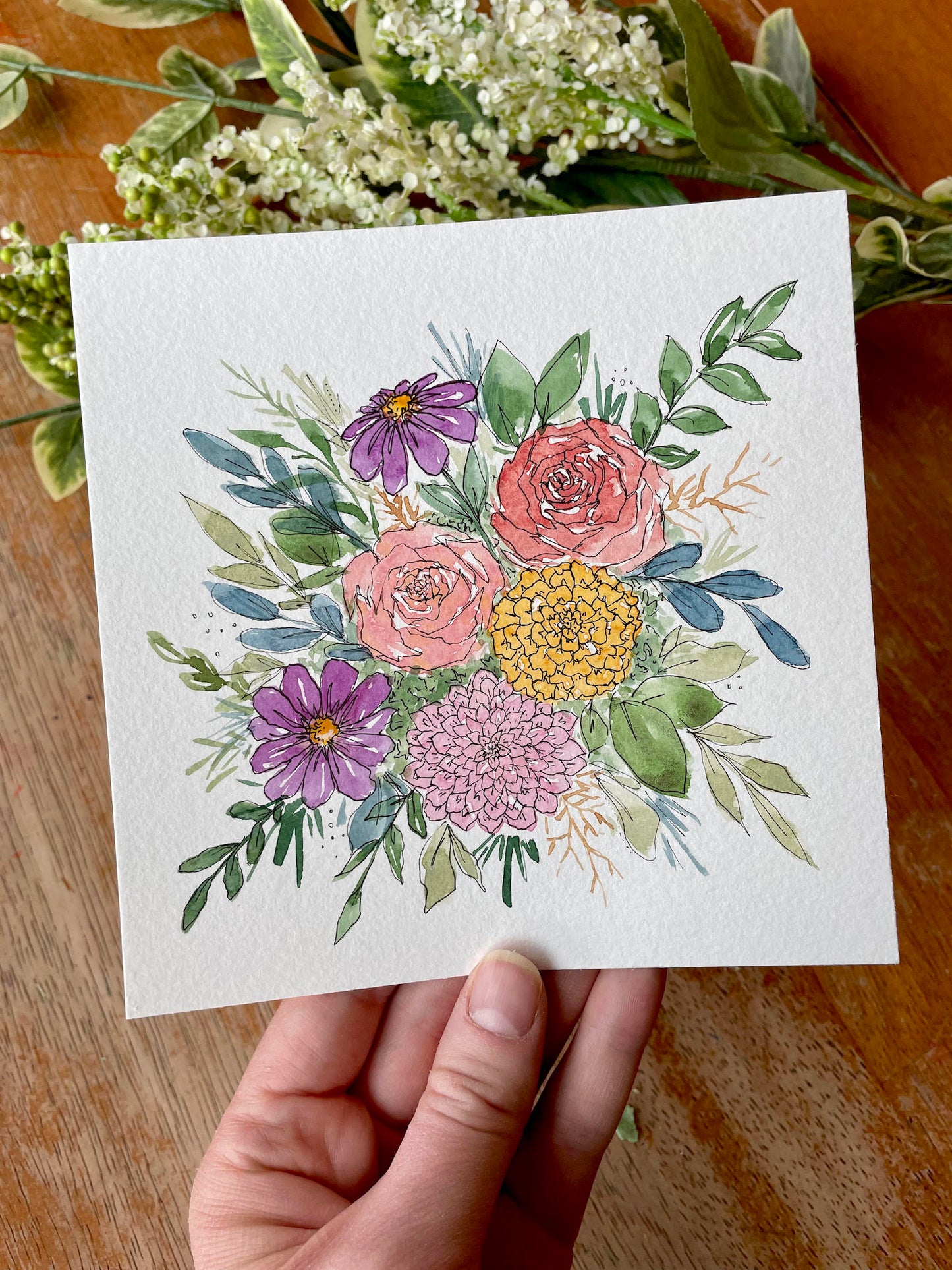 Custom Watercolor Floral Painting