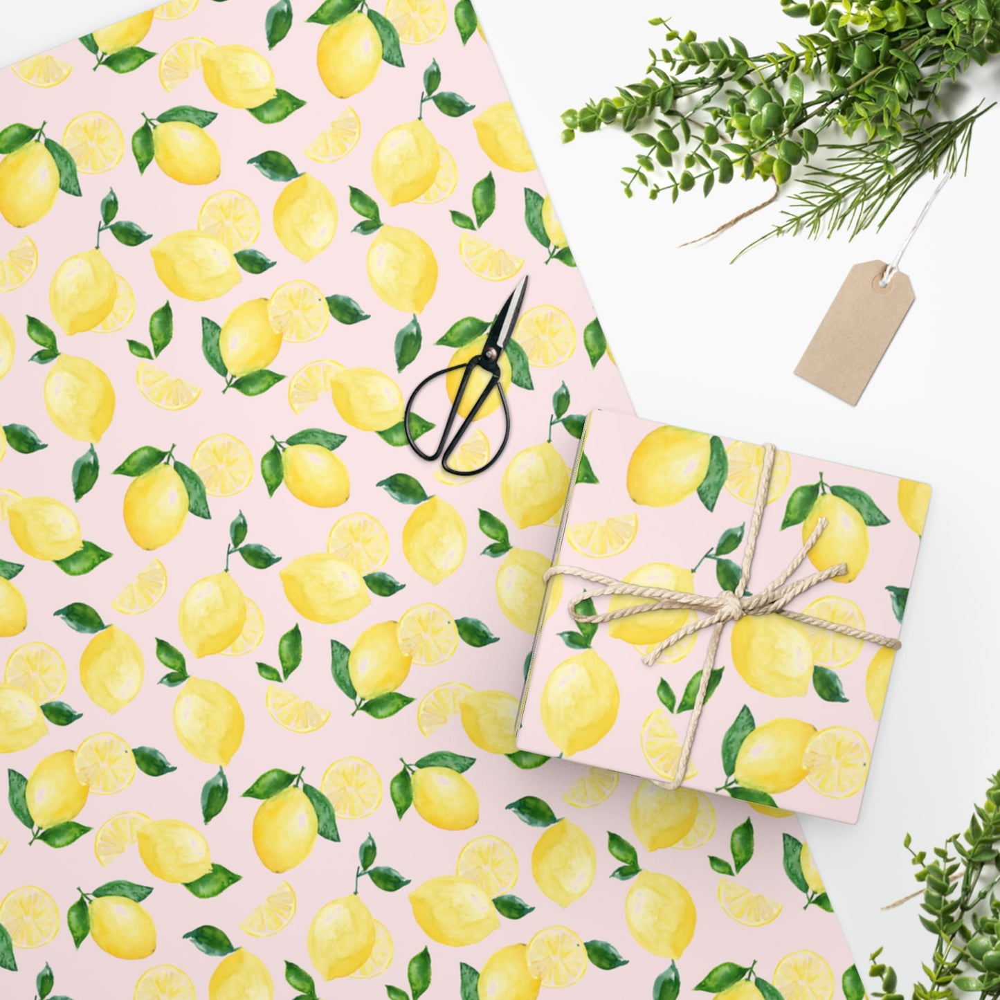 Lemons Wrapping Paper on Pink