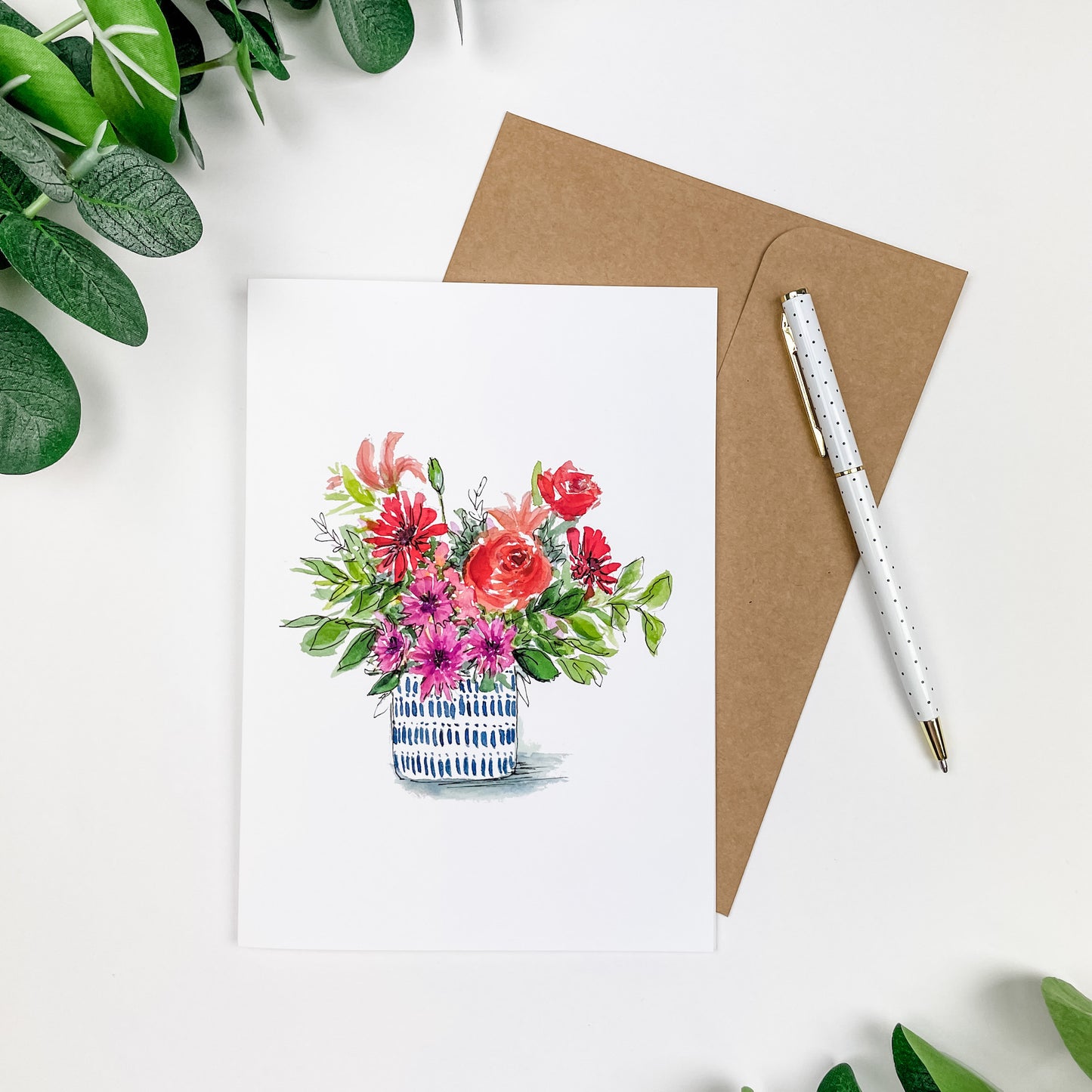 "That Fun Vase Bouquet" Greeting Card 5x7"