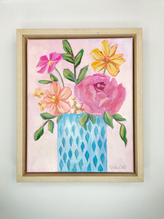 "Edgy Vase"- 8x10" framed acrylic painting