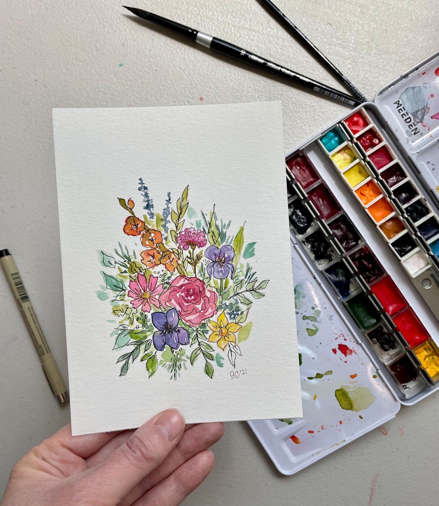 Custom Watercolor Floral Painting