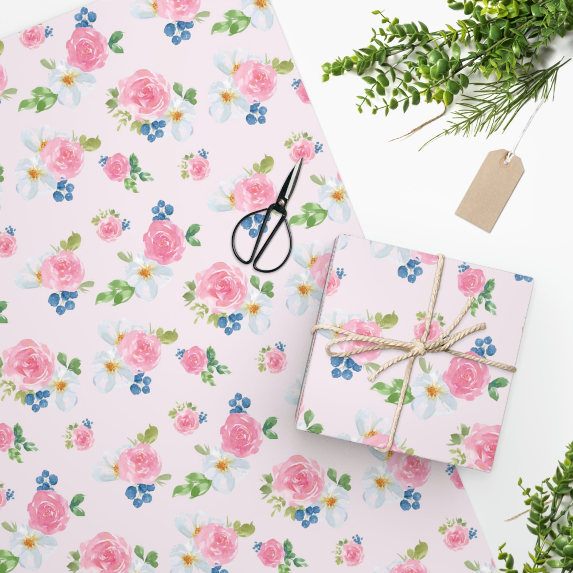 Vintage Pink Floral Wrapping Paper – Shelly Cluff Art